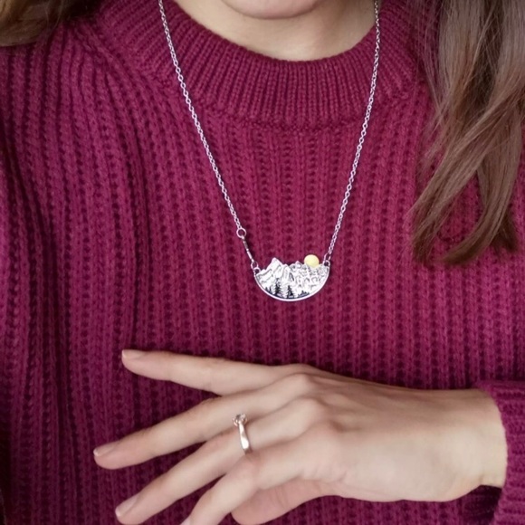 “Pursuit of Peace” Mountain TreeLandscape Necklace - Picture 2 of 7